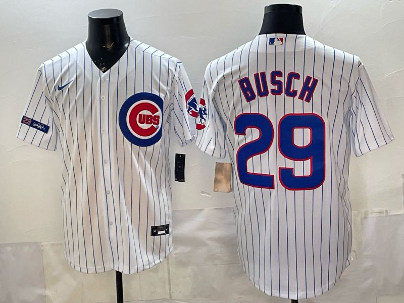 Men Chicago Cubs #29 Busch White Stripe Game 2026 Nike MLB Jersey style 004->chicago cubs->MLB Jersey